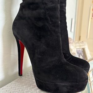 Christian Louboutin Black Suede Platform Boots
